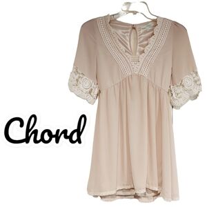 Chord dress cream and lace womens size small